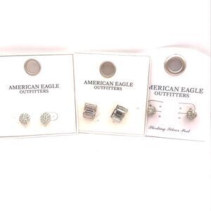 American Eagle Outfitters Silver Rhinestone Stud Earring Set